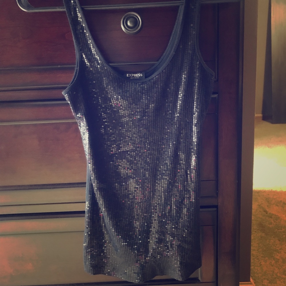Black sequin tank top from Express